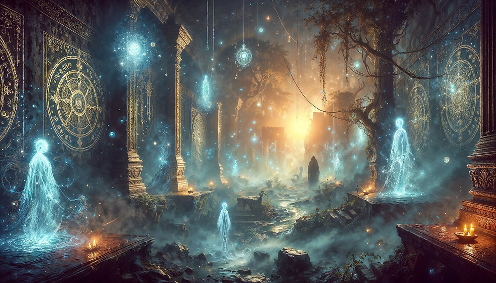 A mystical realm where lost knowledge, mythical beings, and ancient wisdom converge. This breathtaking scene captures the echoes of forgotten legends, celestial prophecies, and the bridge between myth and reality.