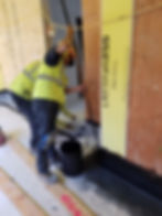Hot rubber deck-to-wall detail
