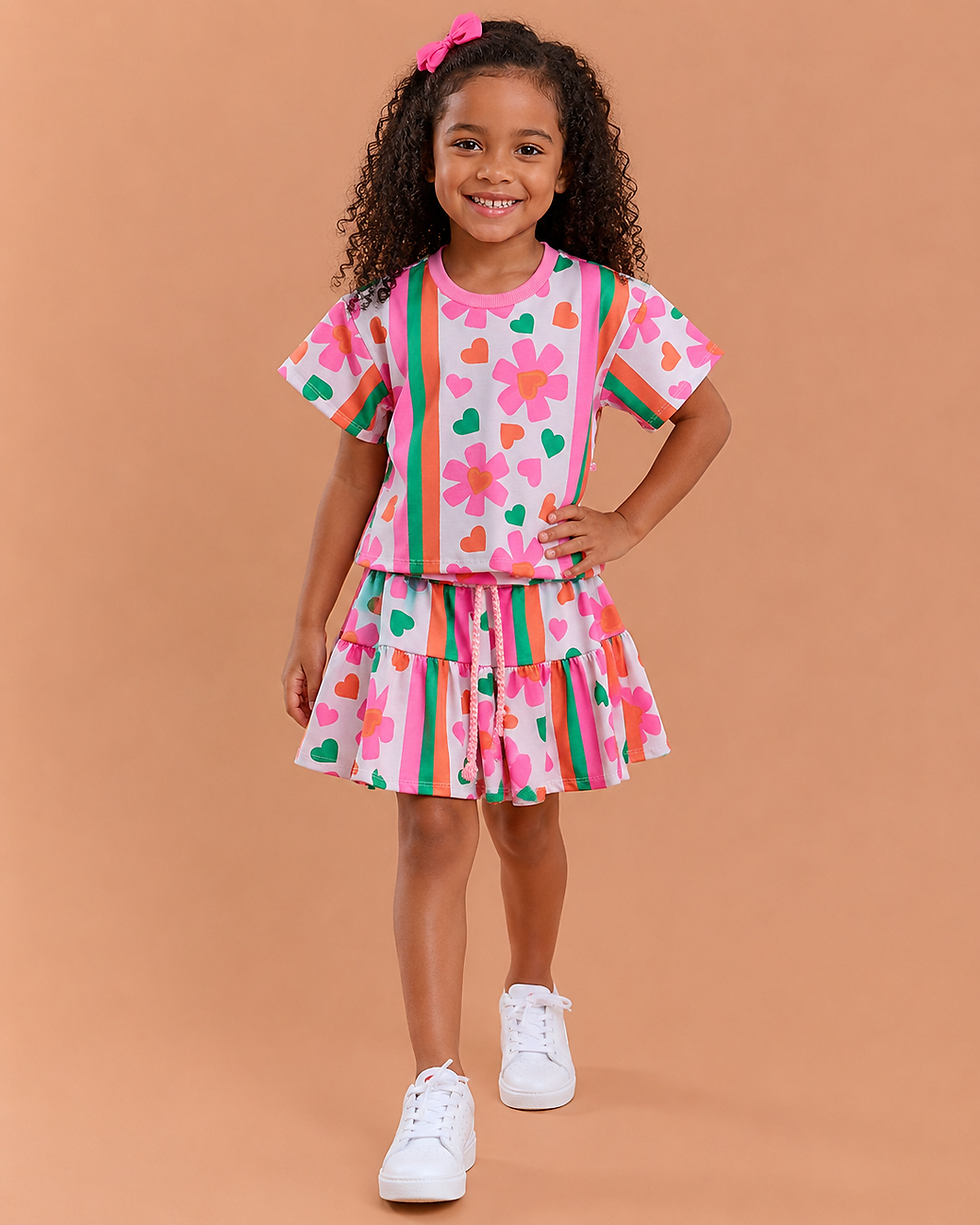 Conjunto Infantil Menina Amor Floral