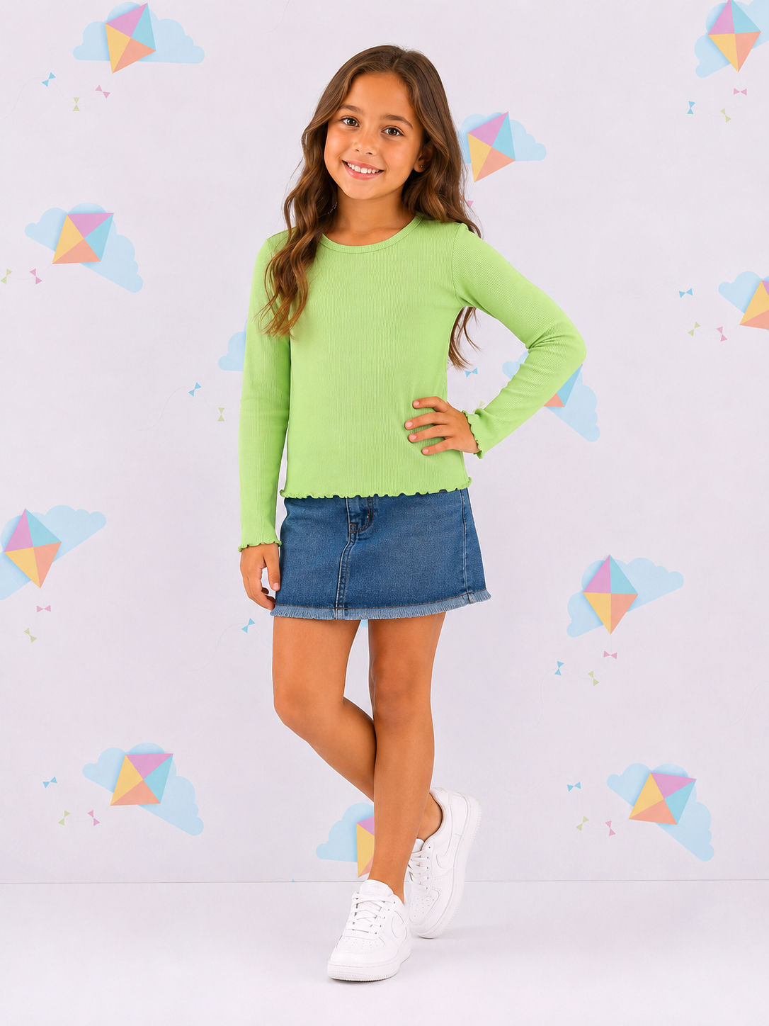 Blusa Infantil Menina Canelada Manga Longa