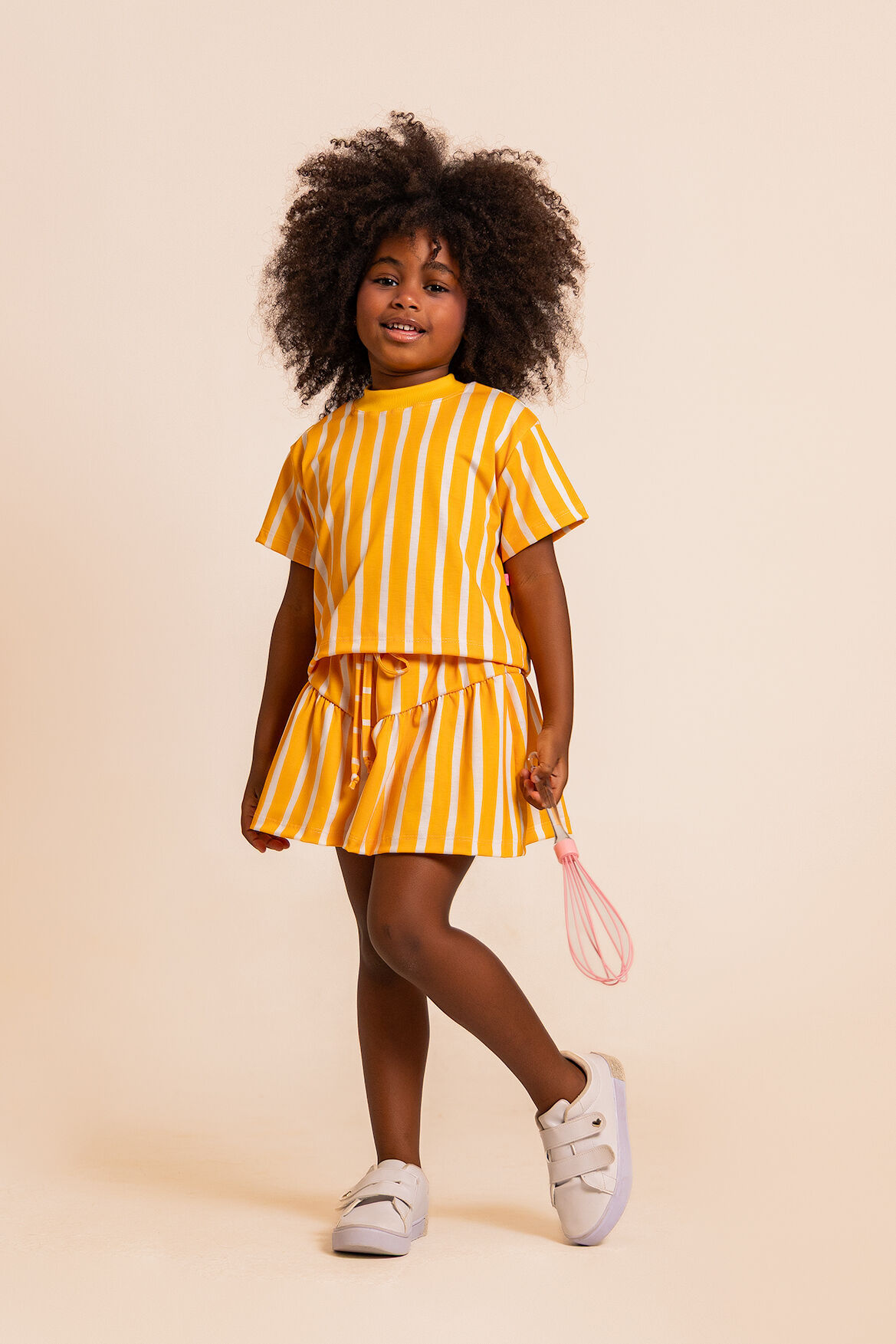 Conjunto Infantil Menina Listras Amarela