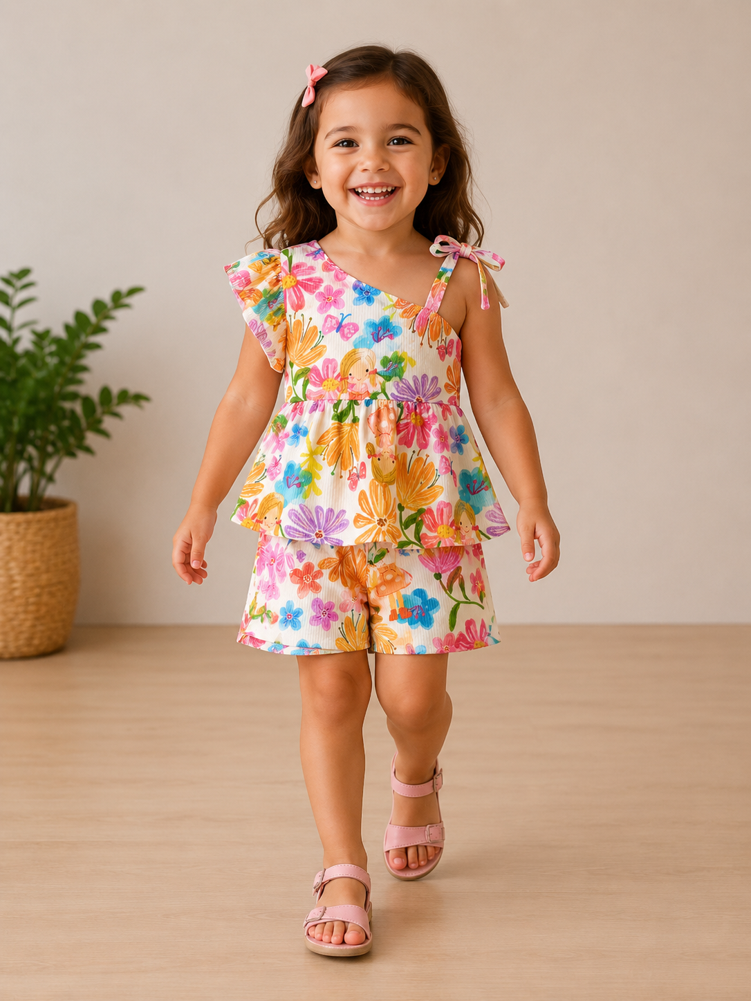 Conjunto Infantil Menina Canelado Jardim Flores - M