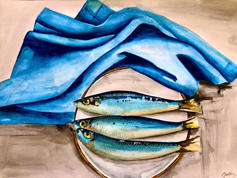 Sardines and Blue Towel