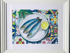 Sardines and coloured tiles