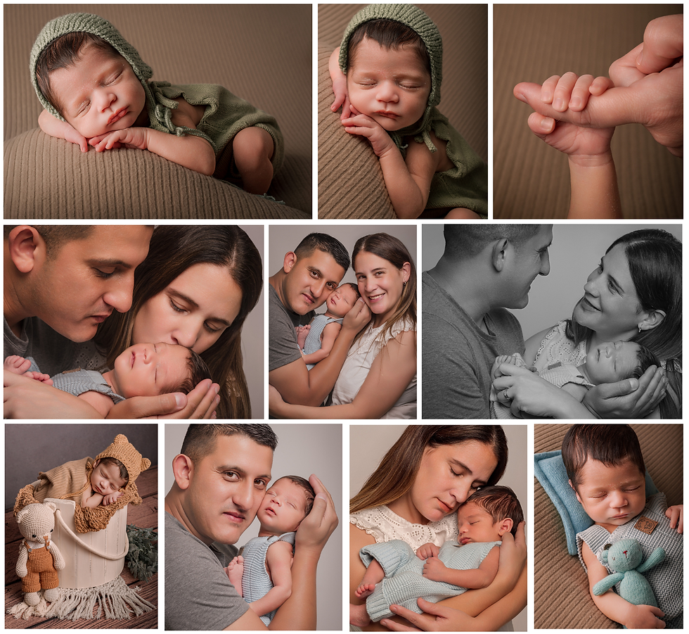 Sesión newborn con familia en estudio
