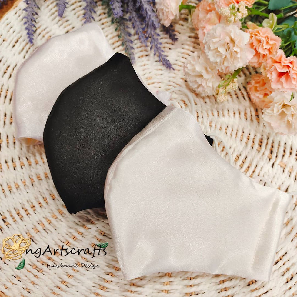 Thumbnail: Type S-WH - WHITE Satin - Thai Handmade Face Mask