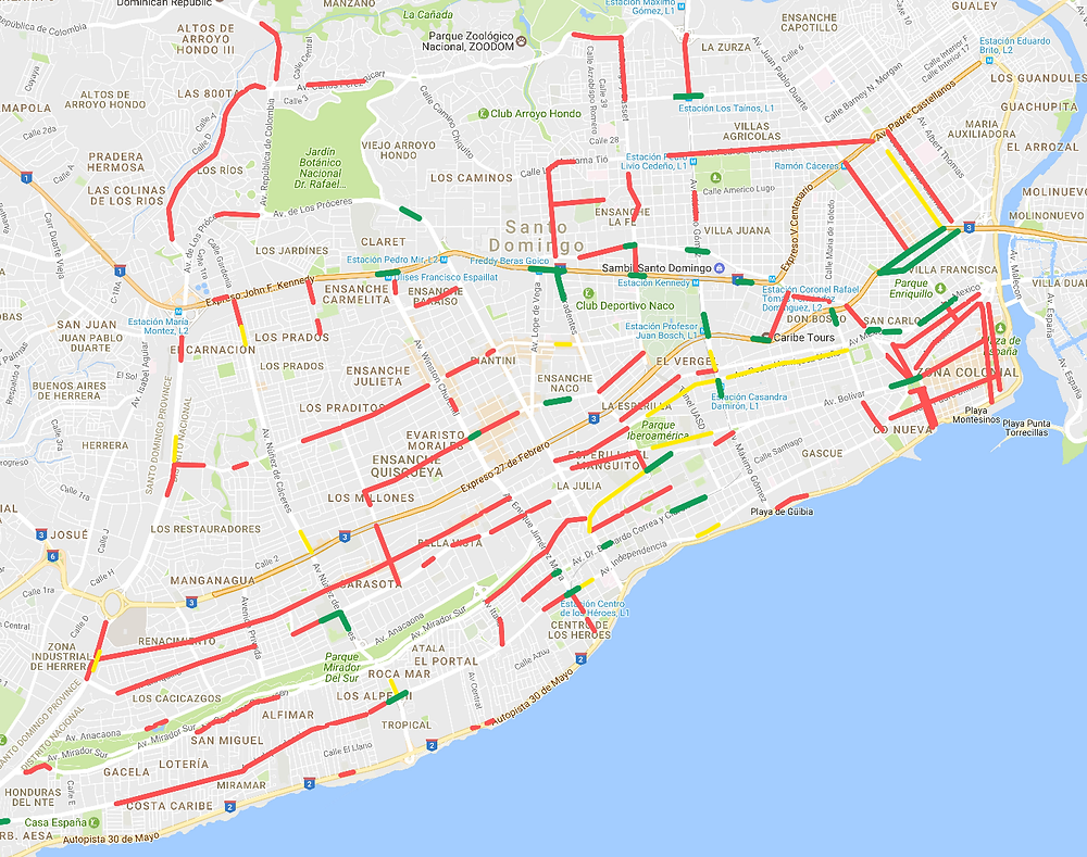 Obstrucciones por Estacionamientos en el Distrito Nacional