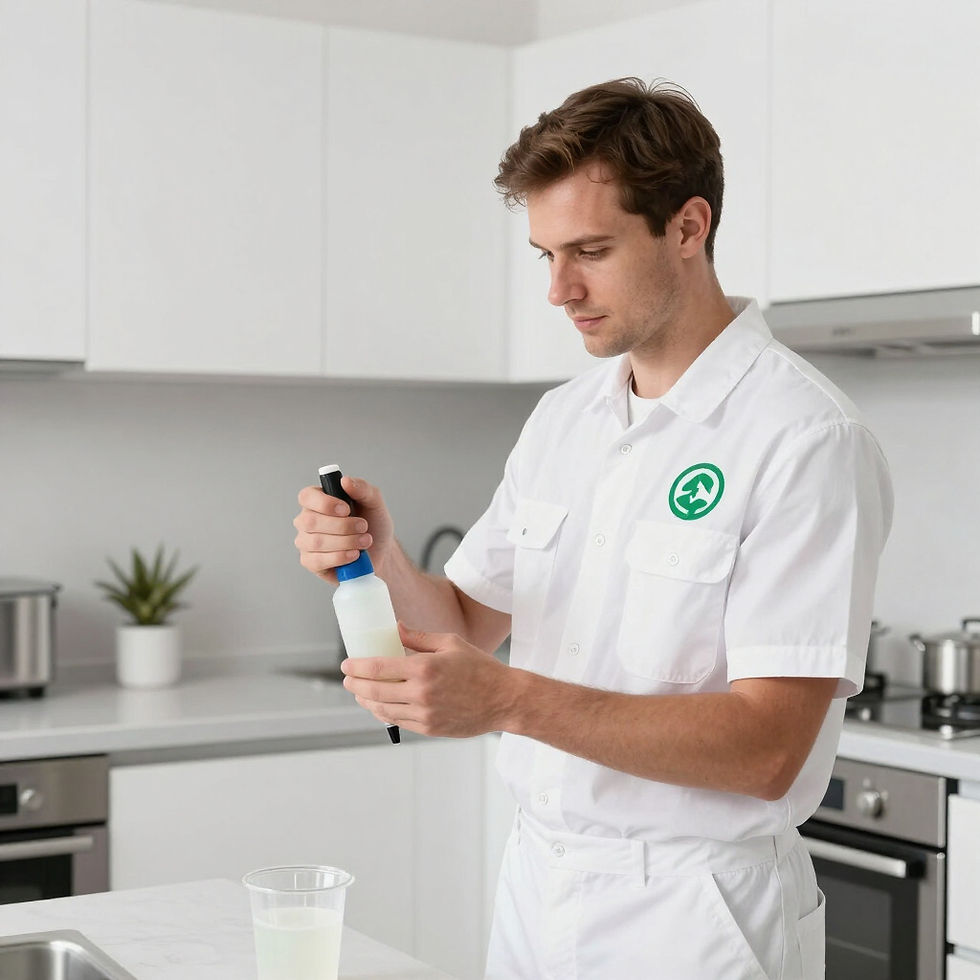 technicien tj 3d services en intervention de désinsectisation cuisine