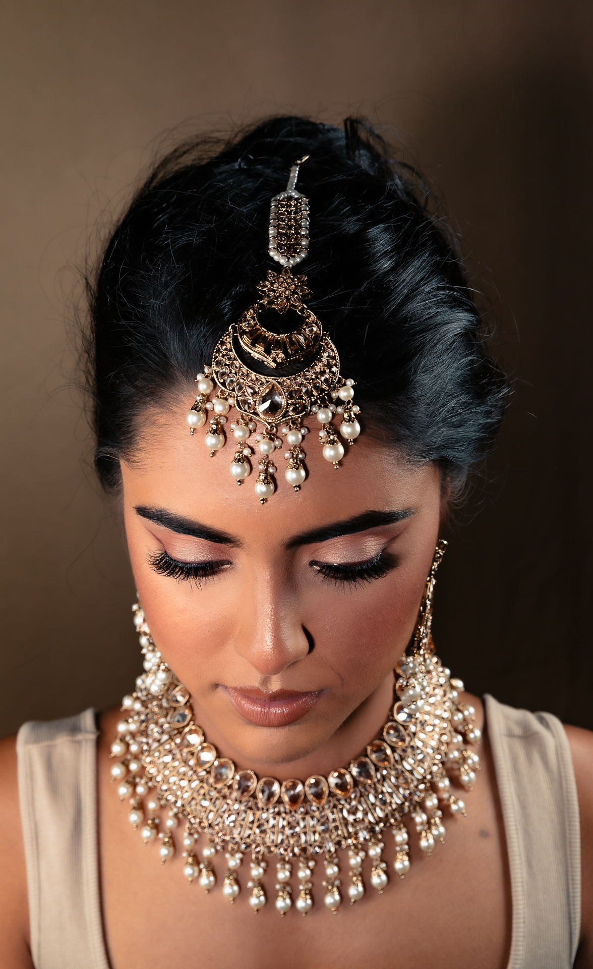Double Pearled Bridal Set Bronze