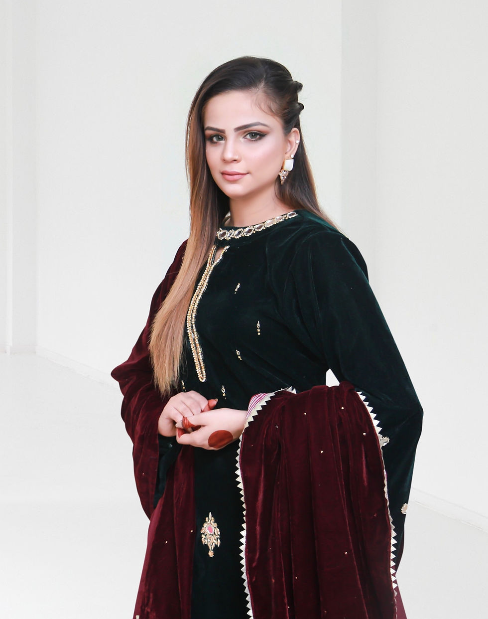 Thumbnail: MIRROR WORK VELVET TUNIC – BLACK
