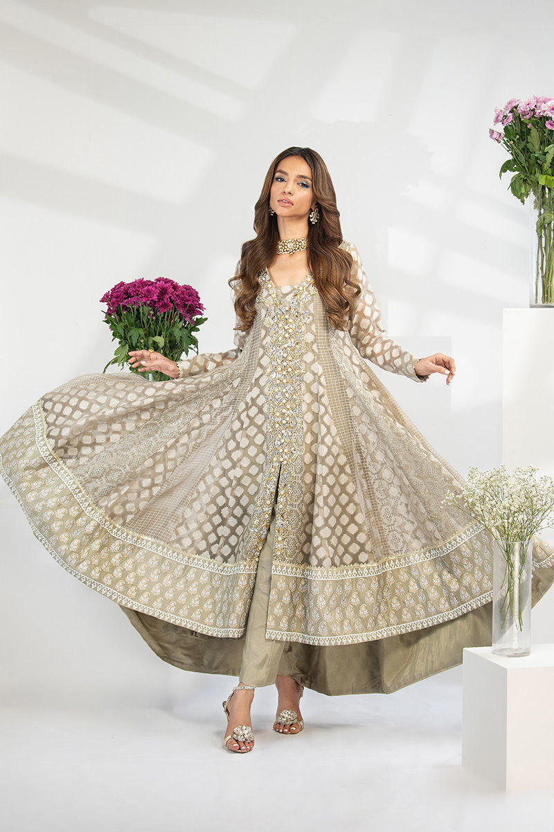 OLIVE GREY KALIDAR (3PC SET)