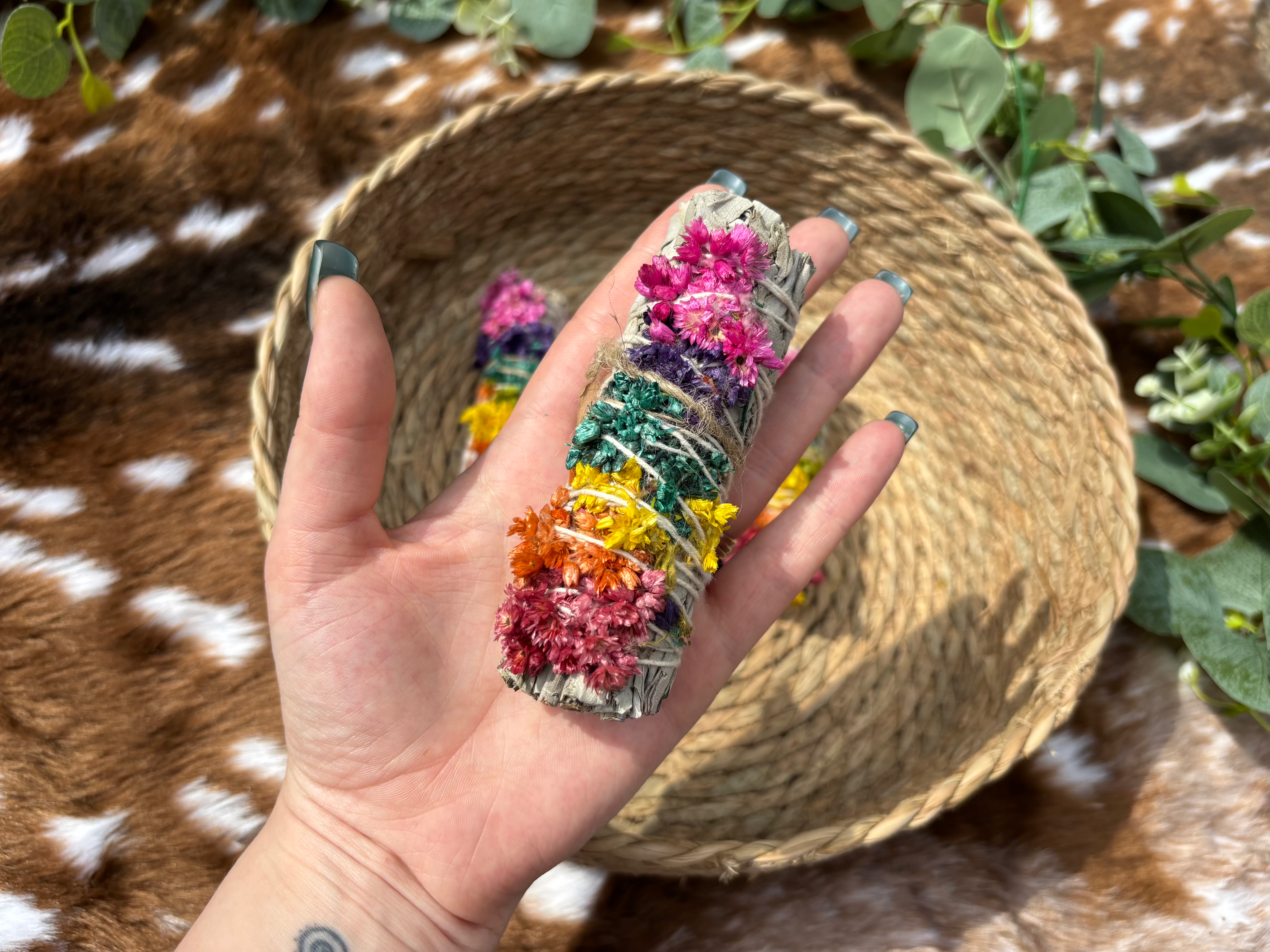 Chakra Flower White Sage Smudge Stick