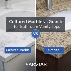 comparison of cultured marble and granite bathroom vanity top surfaces