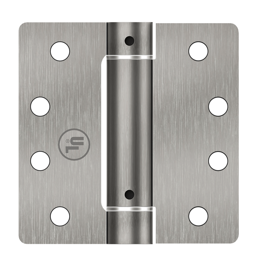 Thumbnail: 4" x 4" light commercial spring hinge in antique nickel, 1/4" radius corners – SP4402