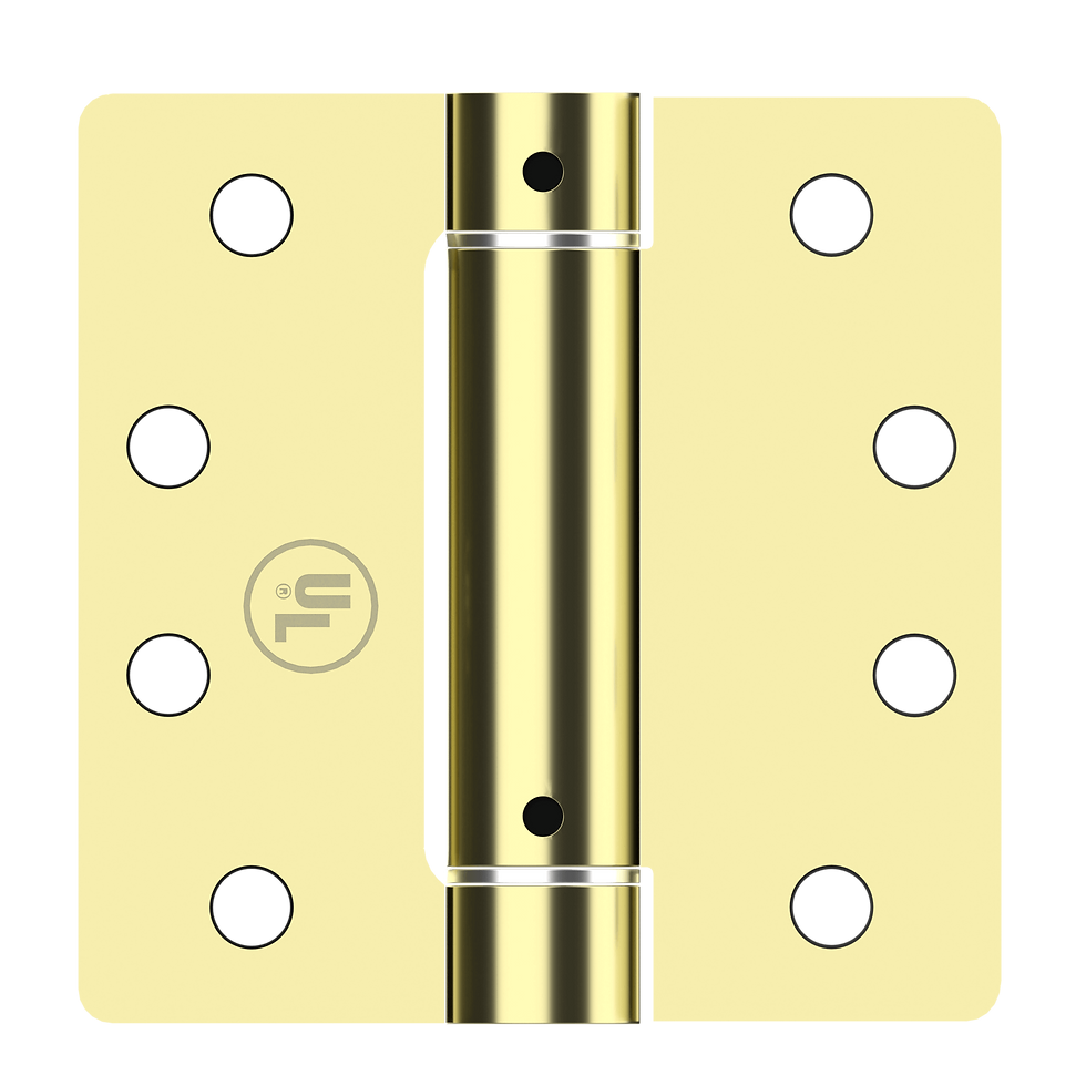Thumbnail: 4" x 4" residential spring hinge in polished brass, square corners – SP4404