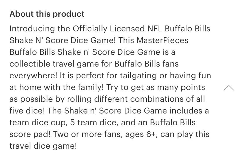 Thumbnail: NFL Buffalo Bills Shake & Score Yahtzee 