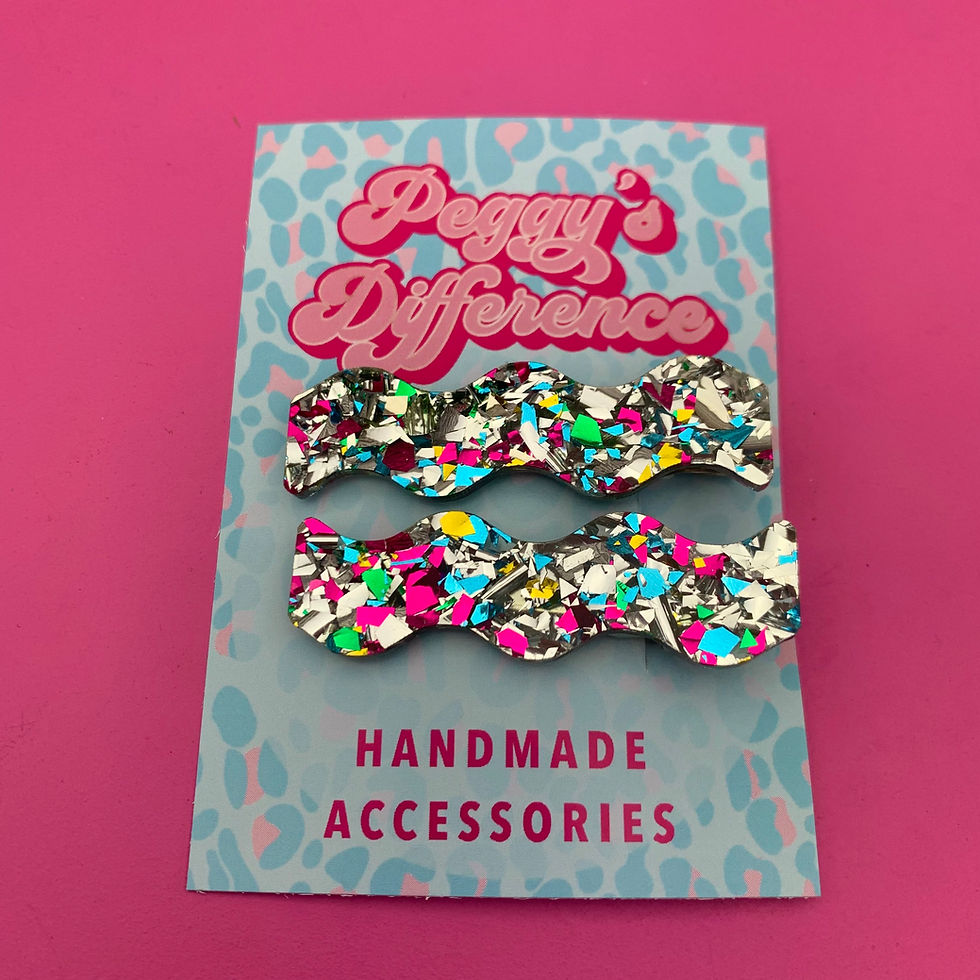 Thumbnail: Festival Glitter Squiggle Hair Clips x 2