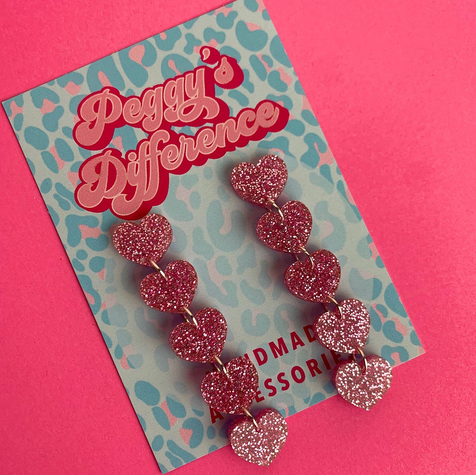 Thumbnail: Love Heart Red Tiered Dangle Earrings 