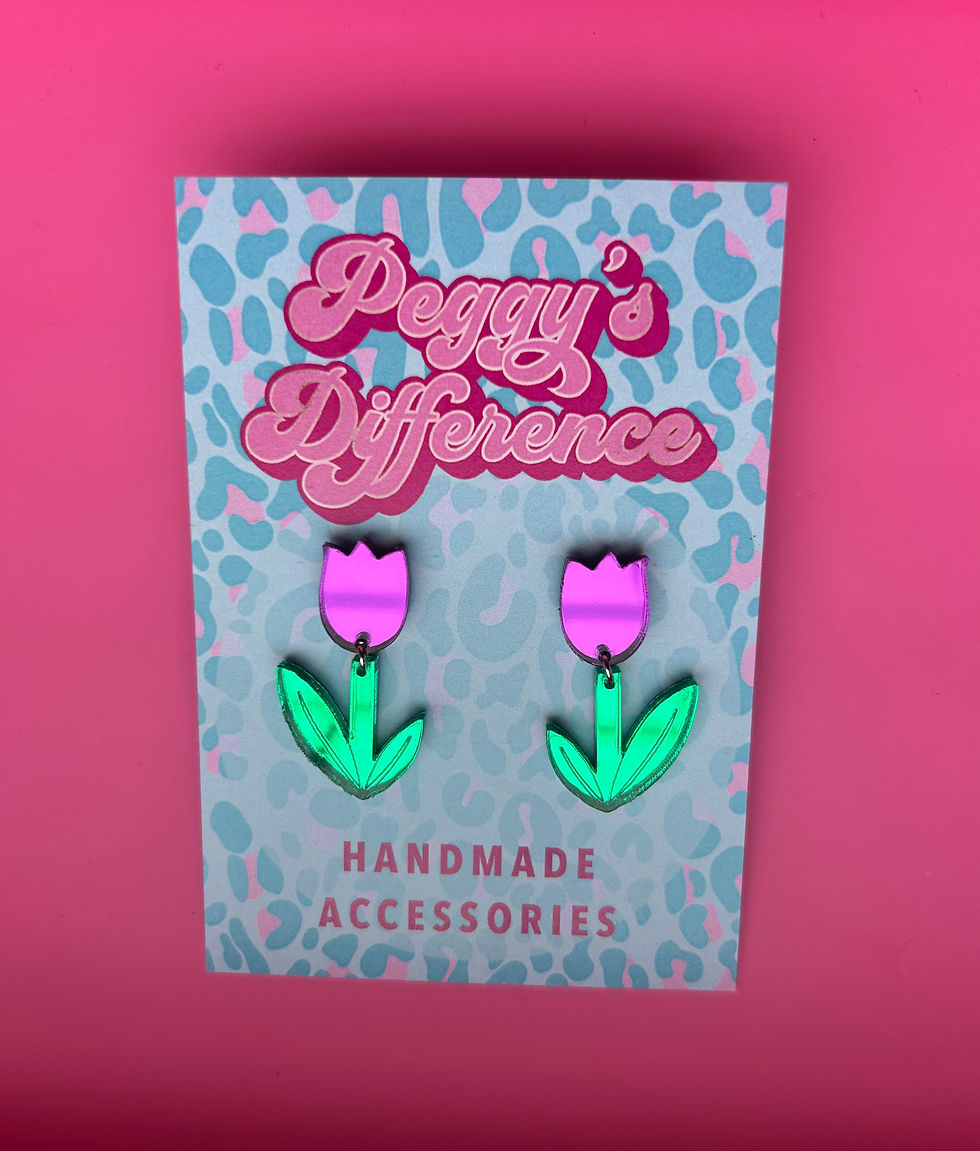 Thumbnail: Mirror Tulip Statement Earrings | Red, Pink or Purple