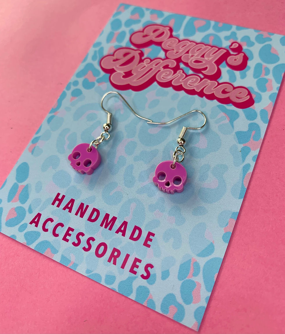 Thumbnail: Halloween Mini Skulls Hook OR Hoops Earrings - Choose Colour