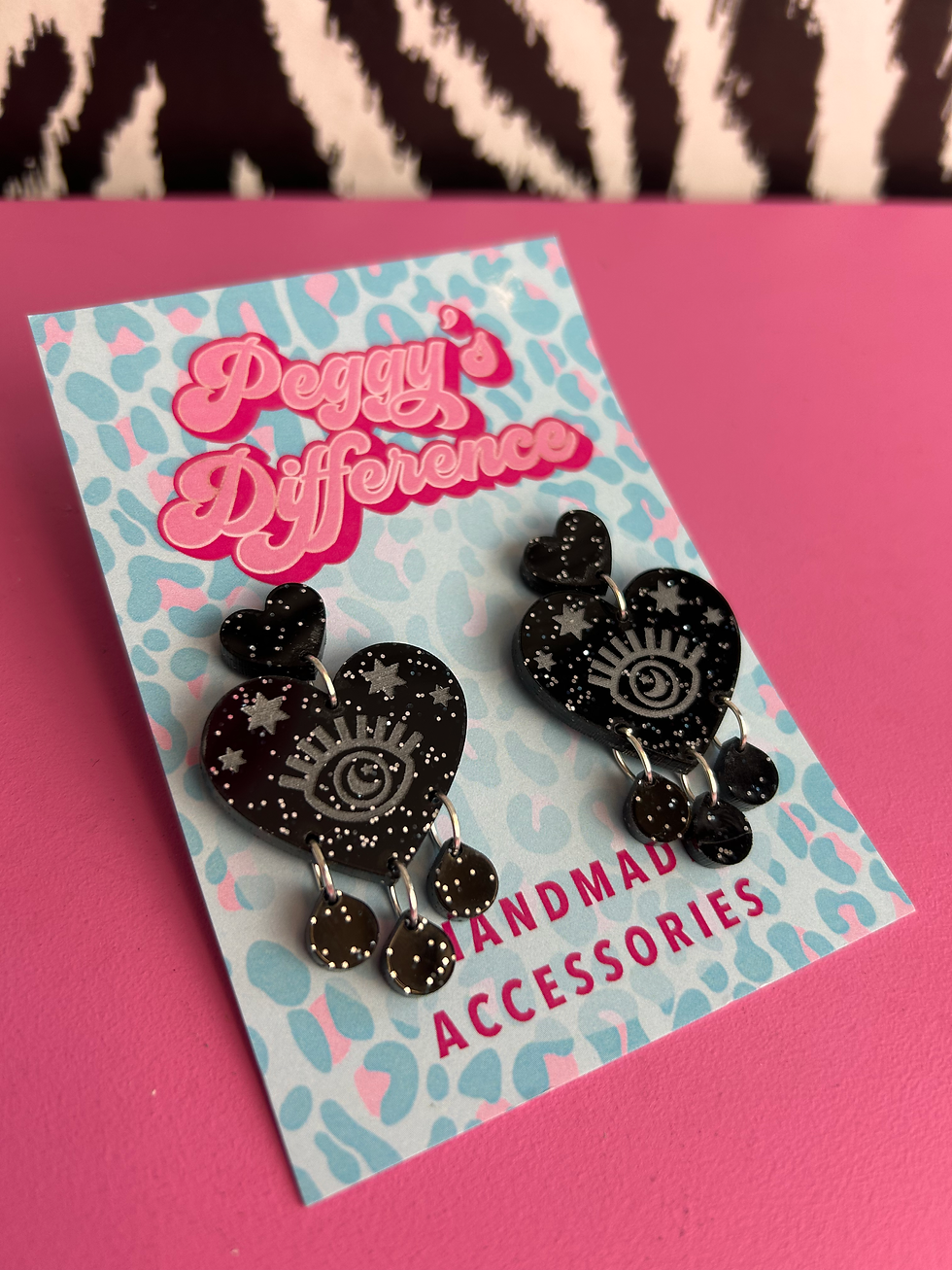 Thumbnail: Moon Love Heart Eye Celestial Earrings - Choose Colour