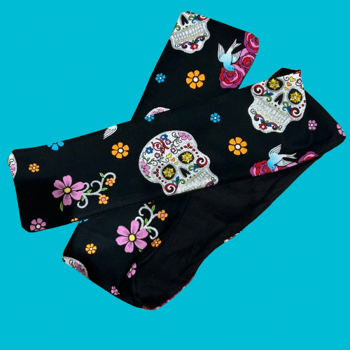 Sugar Skull Glittery Wire Headband - Vintage Rockabilly Head Scarf