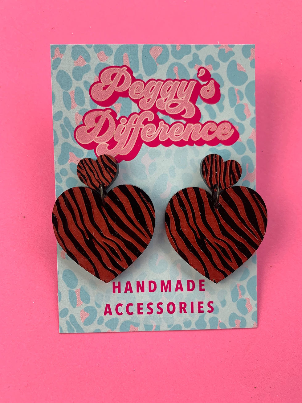 Thumbnail: Zebra Animal Print Love Heart Earrings