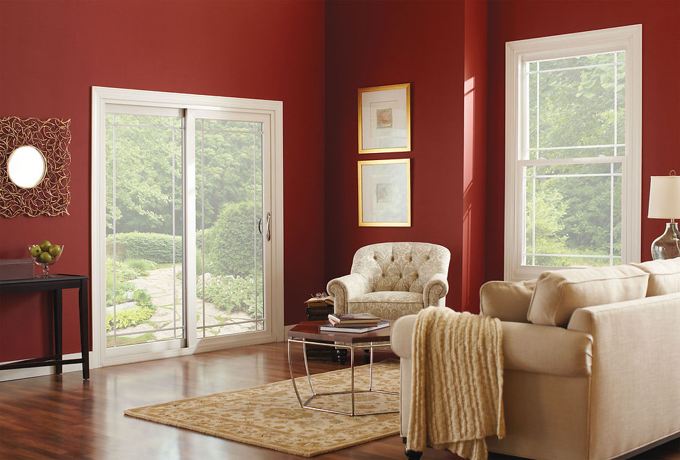 Sliding patio door in a Utah home with green backyard view - patio door replacement Utah