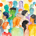 lots of diverse people in an artwork, wa