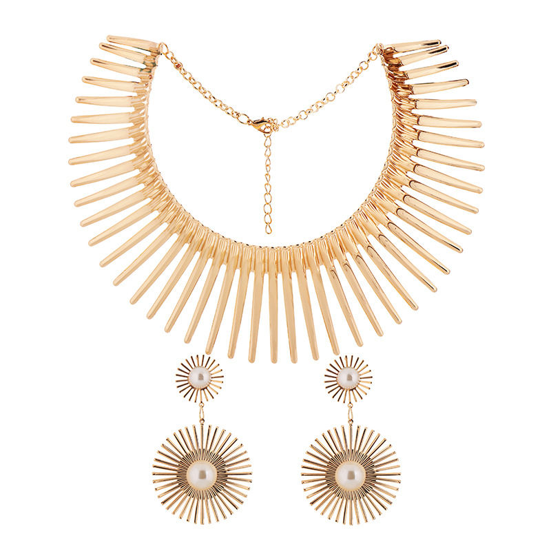 Miniatura: European And American Fashion Flower Sun Collar Earring Set