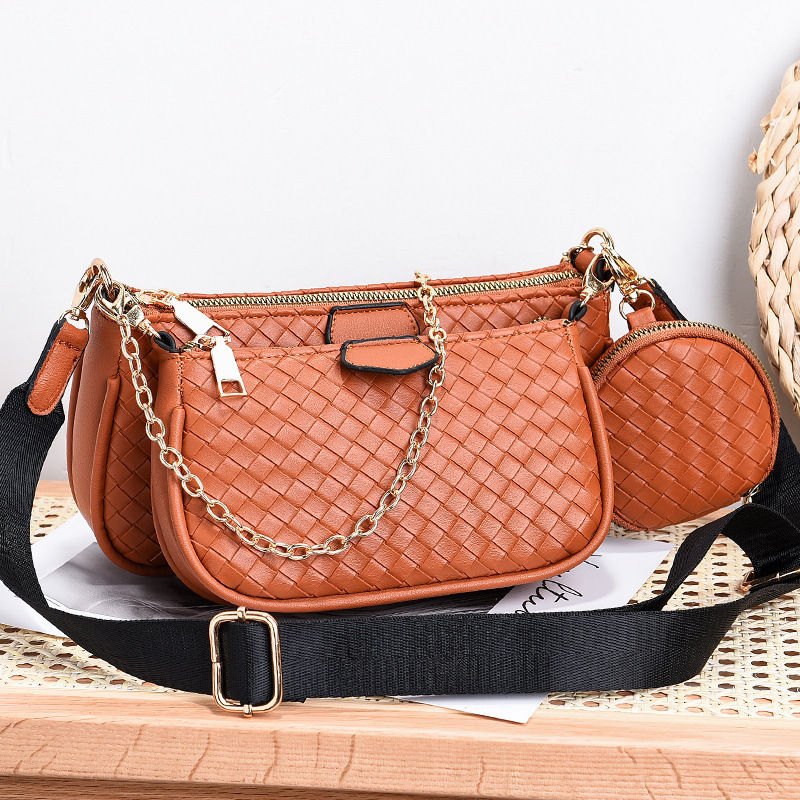 Miniatura: Fashion Woven Pattern PU Leather Crossbody Bag