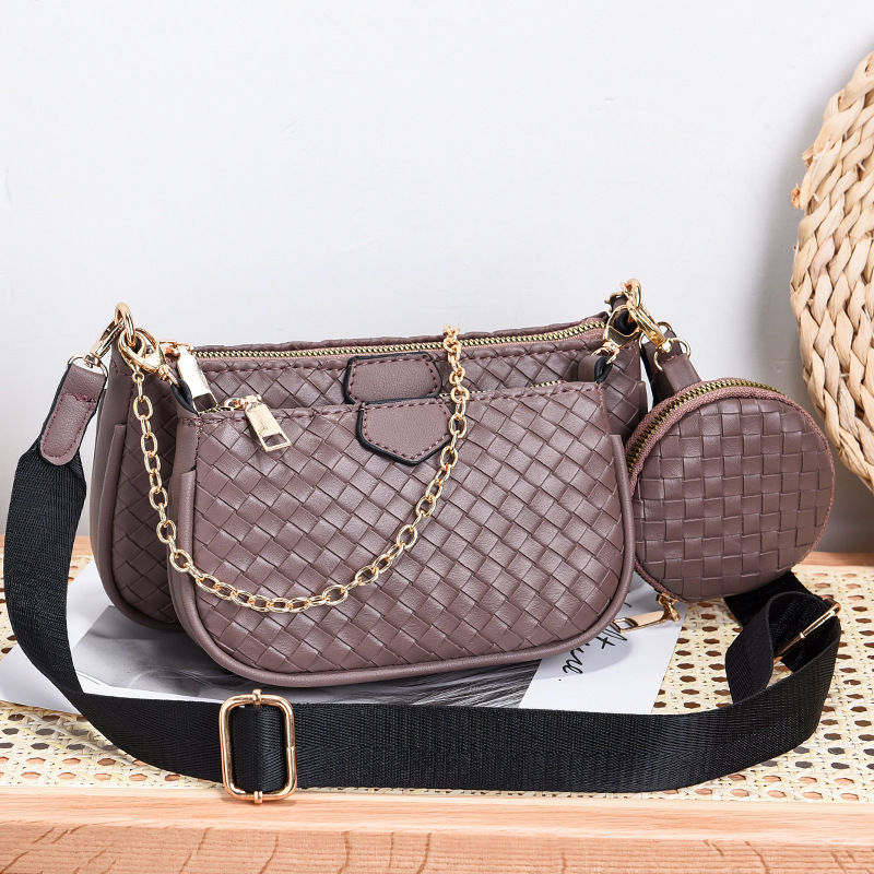 Miniatura: Fashion Woven Pattern PU Leather Crossbody Bag