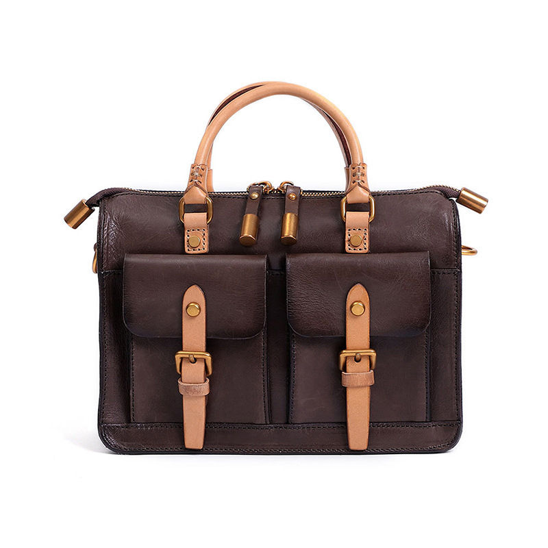 Miniatura: Retro Top Layer Cowhide Shoulder Messenger Bag