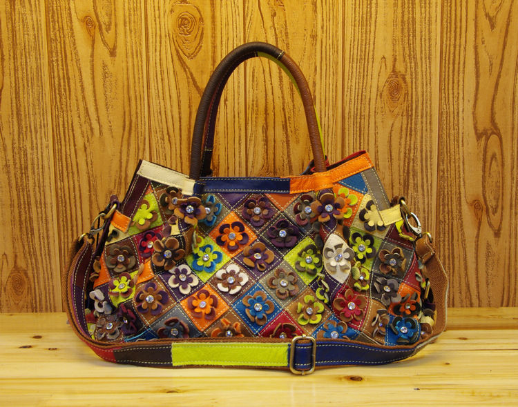 Miniatura: Color Matching Portable Messenger Leather Handbag