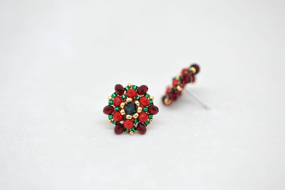 Miniaturbild: LYNX MINI Ohrstecker Rot/Grün/Gold