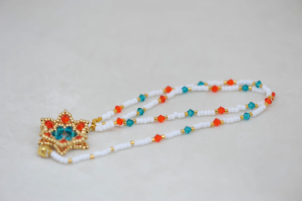 Miniaturbild: 3D Anhänger an einer beadwork Halskette