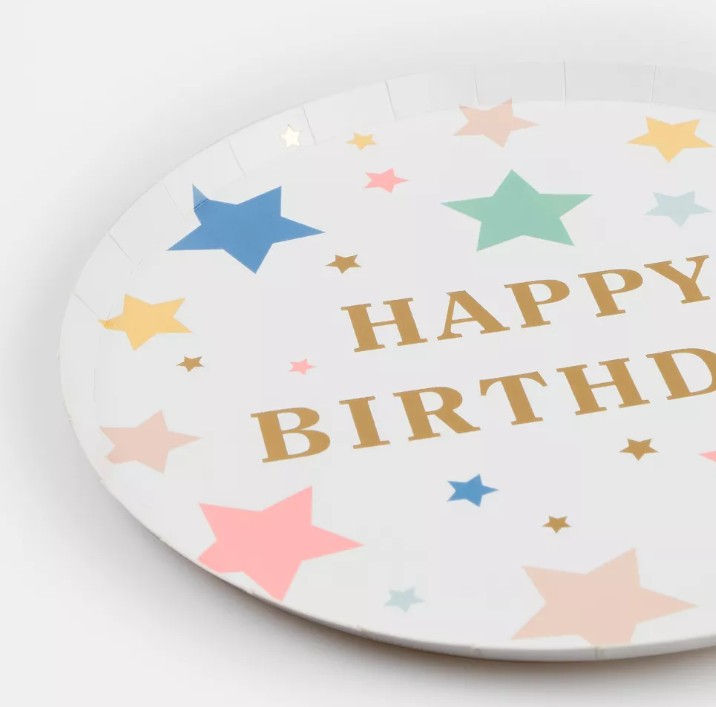 Thumbnail: Meri Meri Star Happy Birthday Large Party Plates (pack of 8)