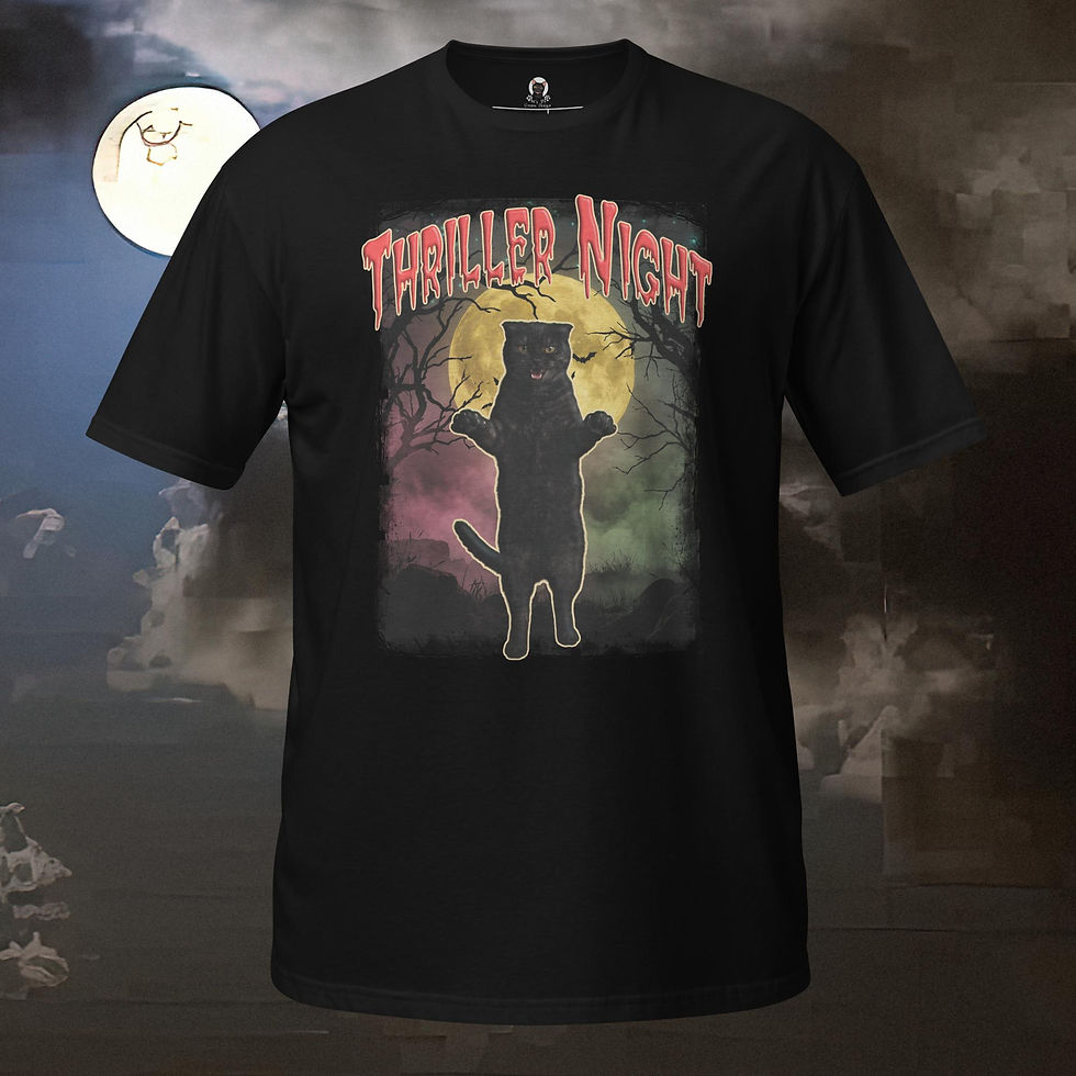Thumbnail: Thriller Night Black Cat Shirt | Funny Zombie Dance Halloween Pet Tee