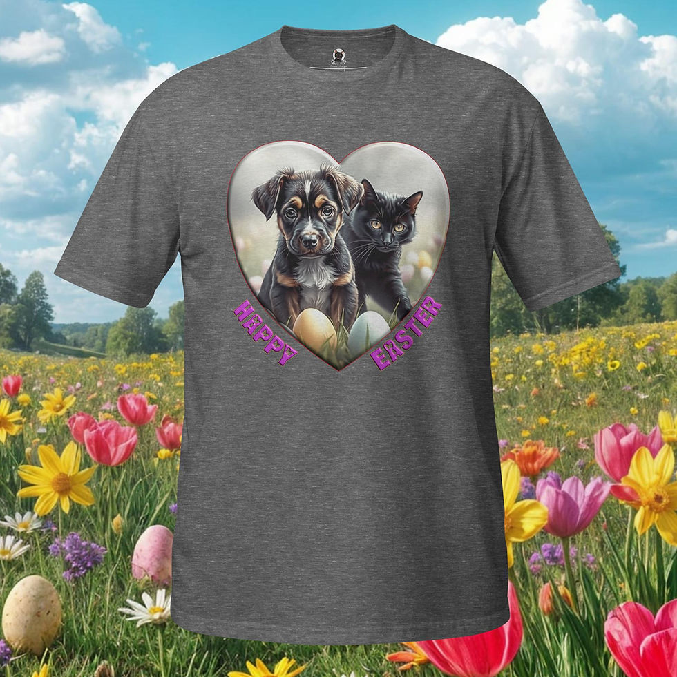 Thumbnail: Adorable Puppy & Kitten Easter T-Shirt – Heartwarming Springtime Charm!