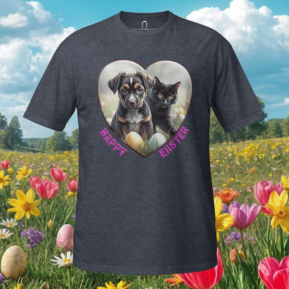 Thumbnail: Adorable Puppy & Kitten Easter T-Shirt – Heartwarming Springtime Charm!