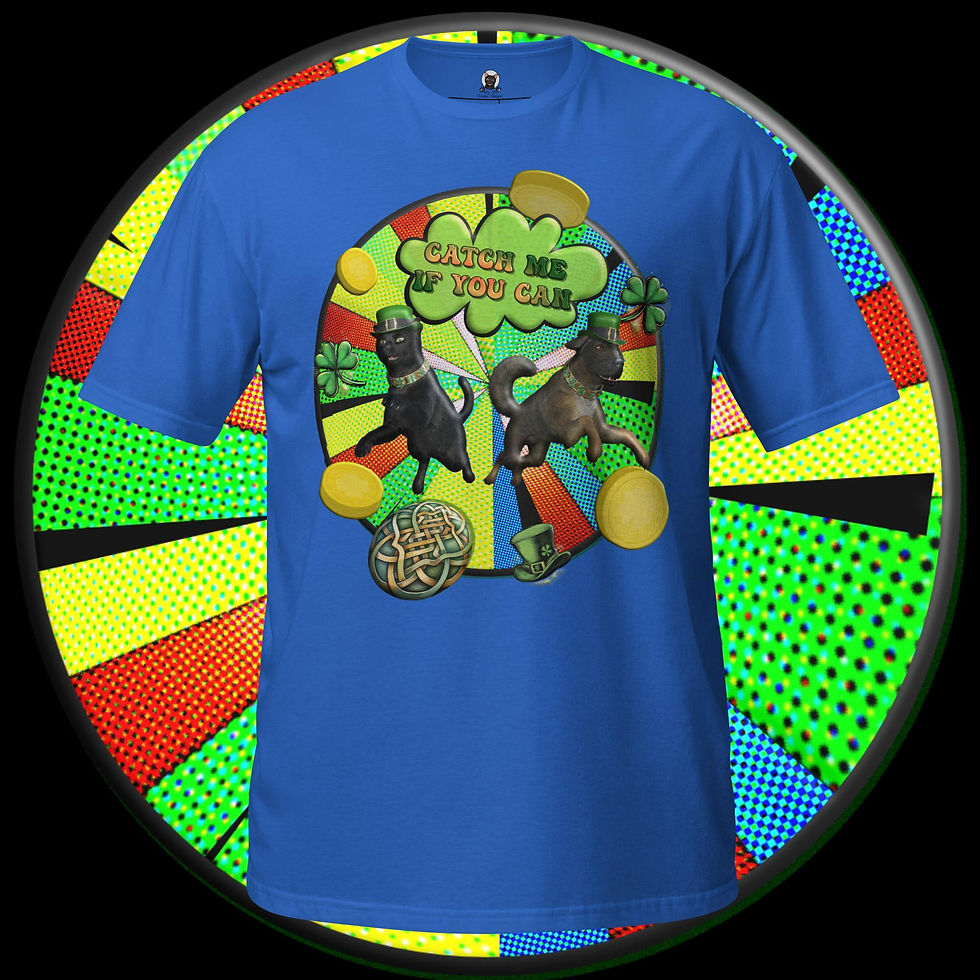 Thumbnail: Catch Me If You Can T-Shirt - Funny St. Patrick’s Day Pet Leprechaun Tee – Diablo & Athena Edition