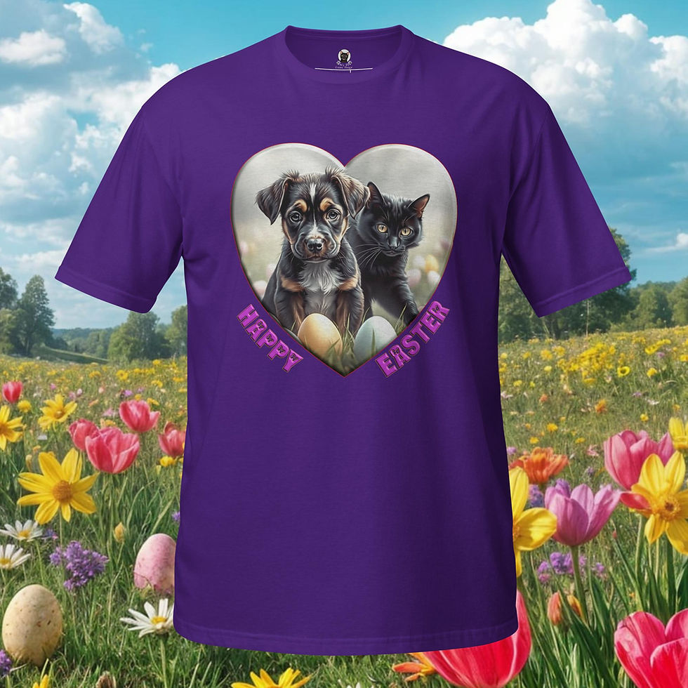 Thumbnail: Adorable Puppy & Kitten Easter T-Shirt – Heartwarming Springtime Charm!