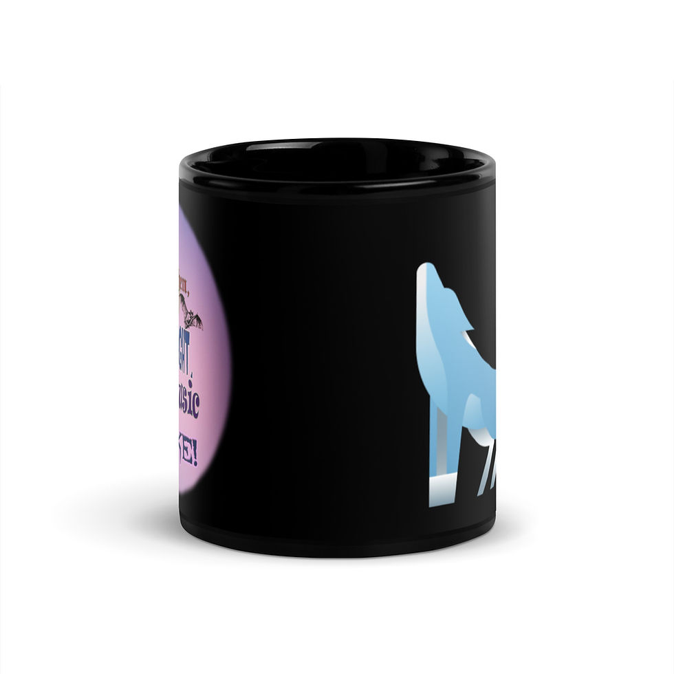 Thumbnail: "Night Children" Black Glossy Mug Side