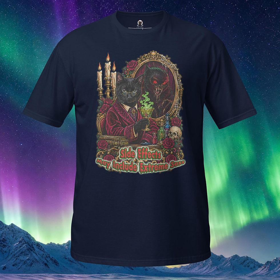 Thumbnail: Side Effects May Include Extreme Sass Jekyll Hyde Black Cat Funny Gothic Tee