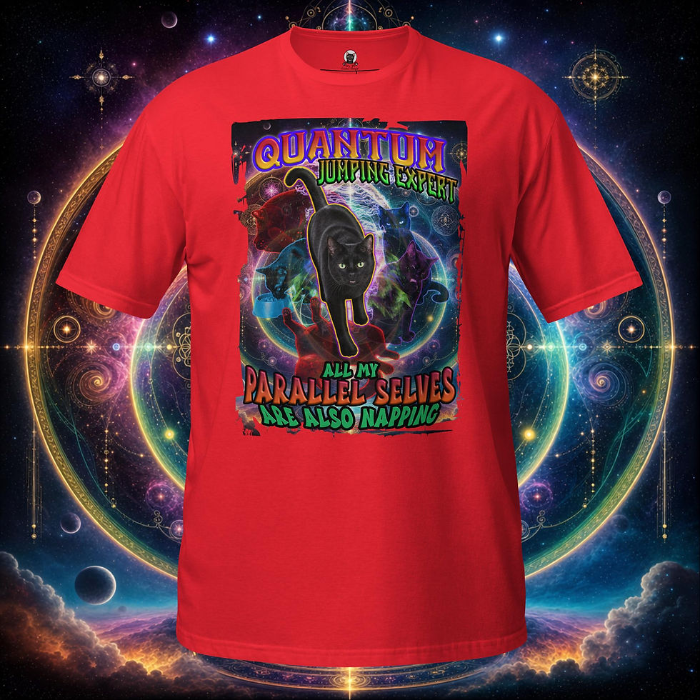 Thumbnail: Quantum Jumping Expert Black Cat Multiverse Quantum Physics Meme Unisex Tee