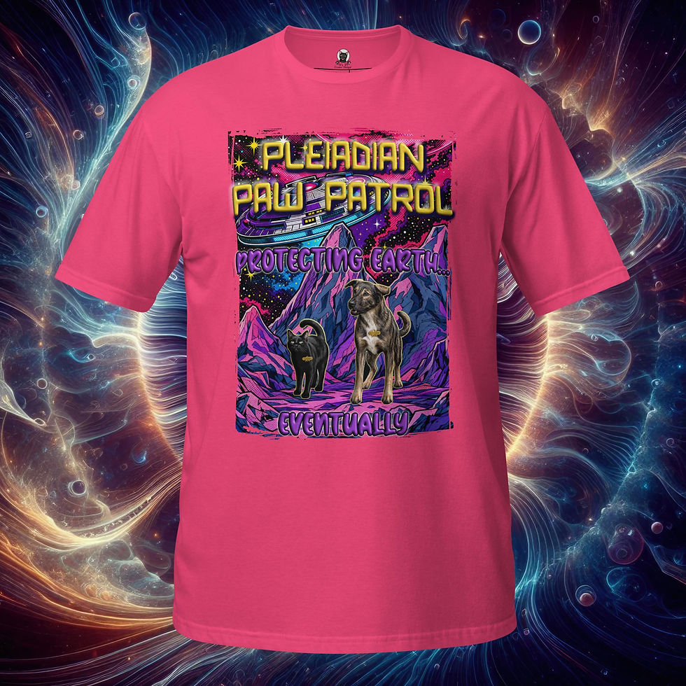 Thumbnail: Pleiadian Paw Patrol Funny Cat & Dog UFO SciFi Pet Retro Comic Alien Unisex Tee