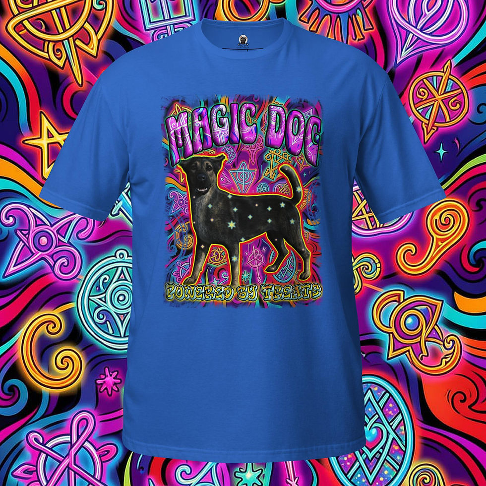 Thumbnail: Magic Dog: Powered by Treats — Unisex Graphic T-Shirt
