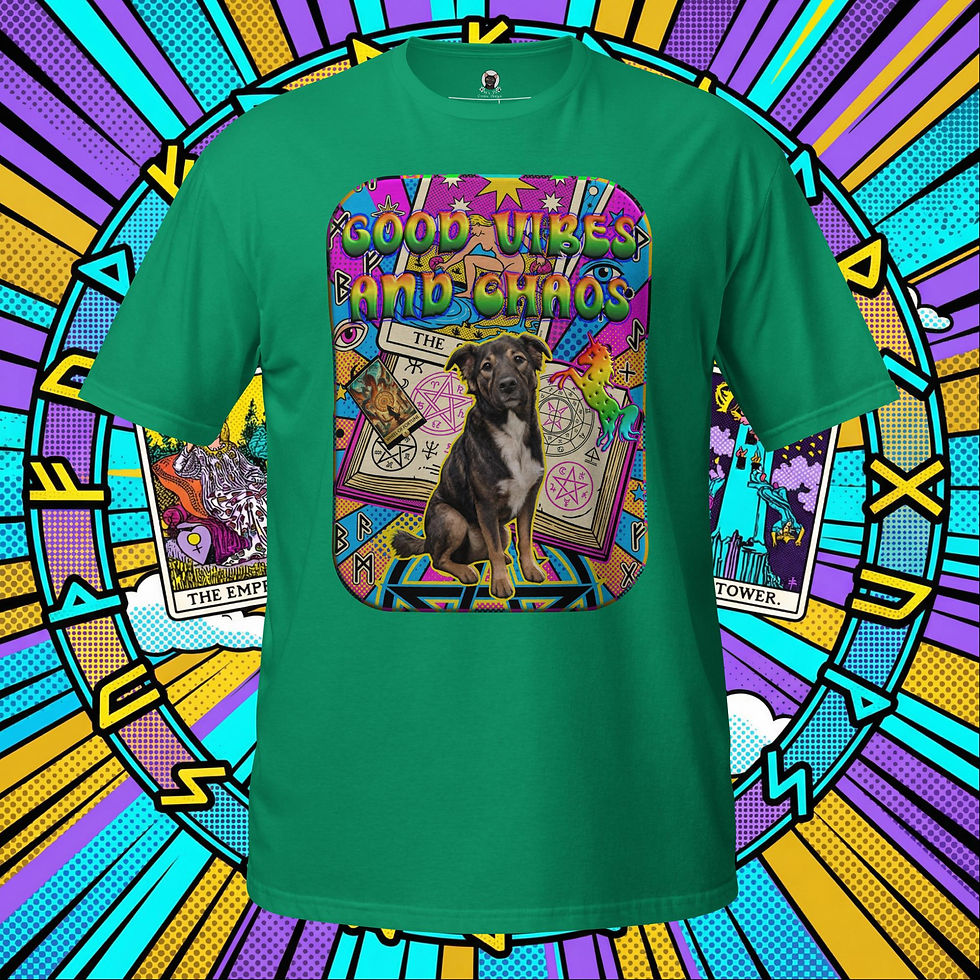 Thumbnail: Good Vibes and Chaos Psychedelic Pop Art Unisex T-Shirt