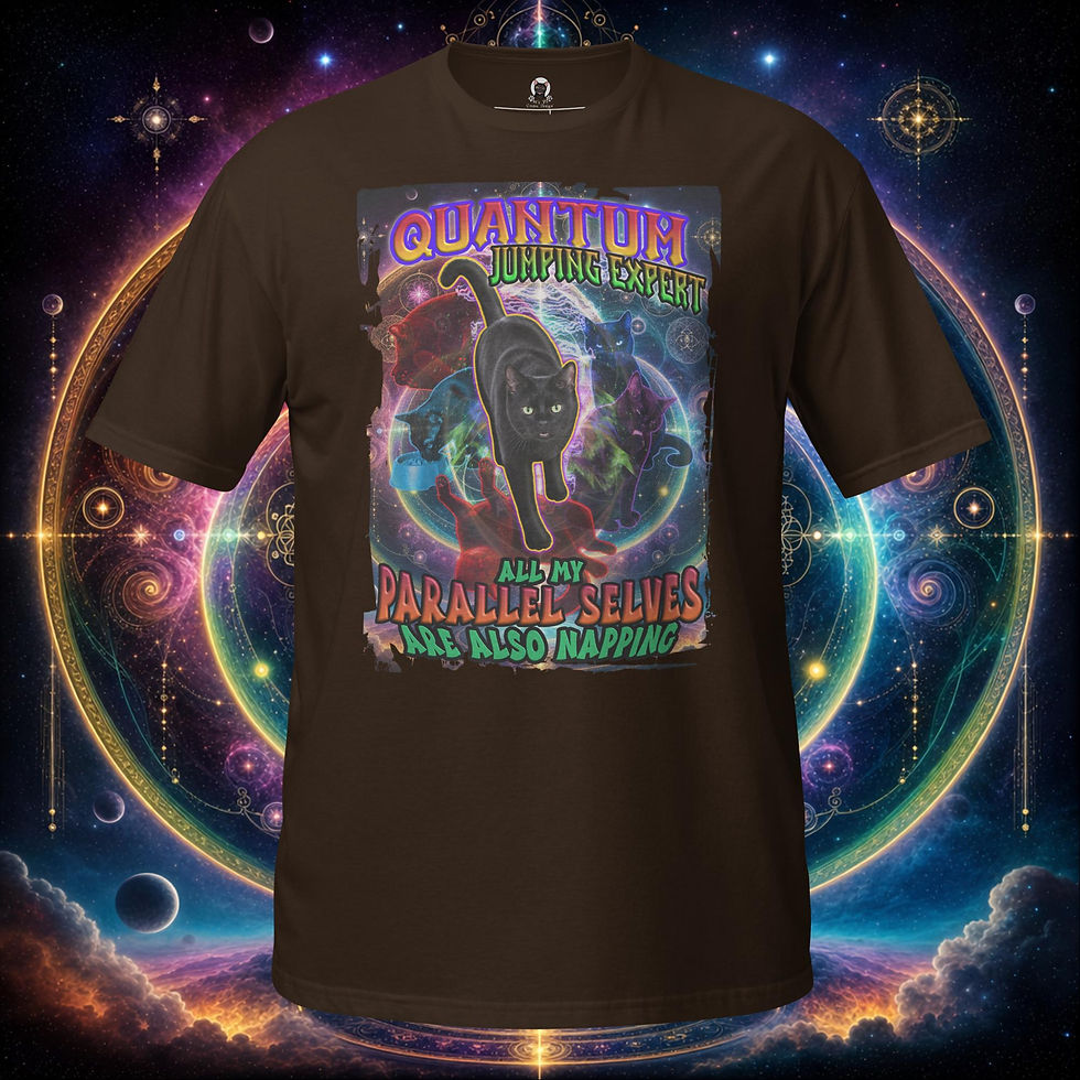Thumbnail: Quantum Jumping Expert Black Cat Multiverse Quantum Physics Meme Unisex Tee