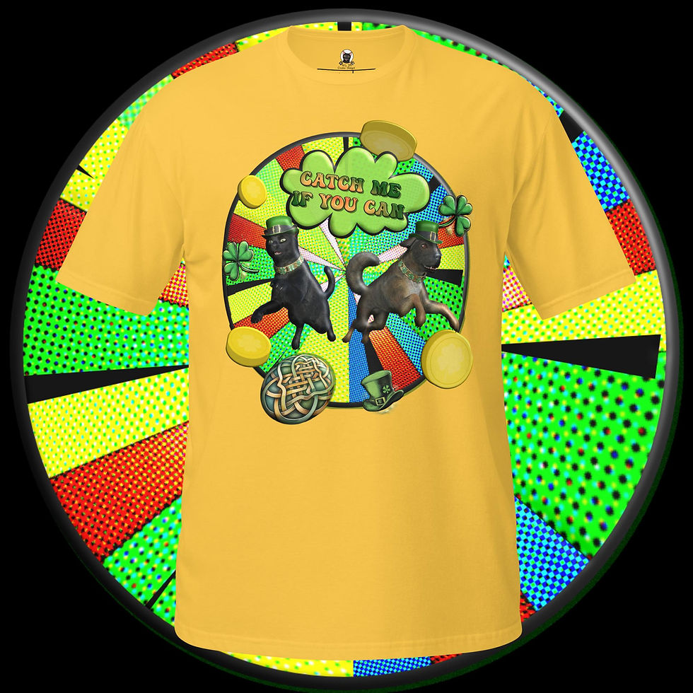 Thumbnail: Catch Me If You Can T-Shirt - Funny St. Patrick’s Day Pet Leprechaun Tee – Diablo & Athena Edition